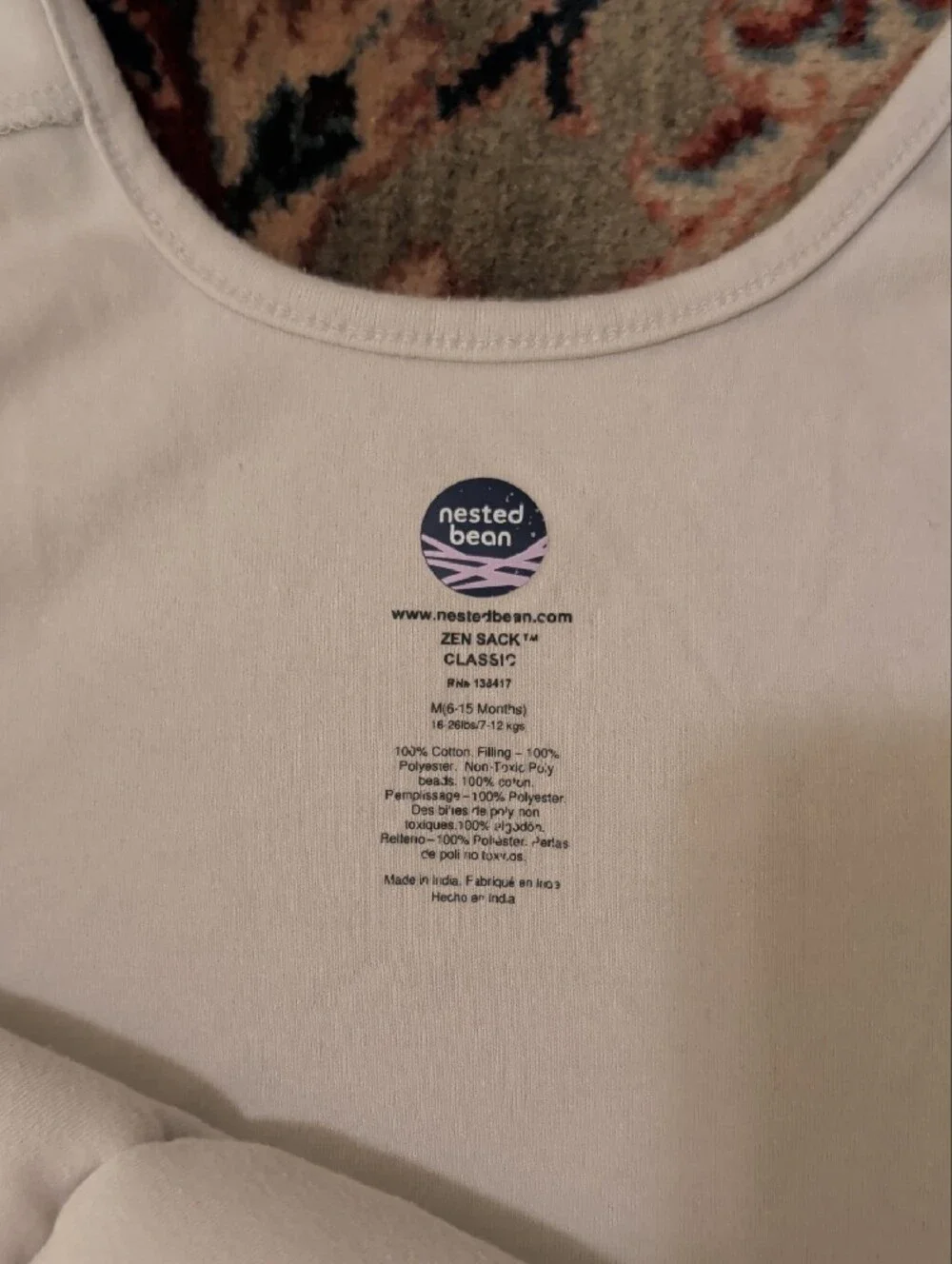 Nested Bean White Zen Sleep Sack Classic 6-15 Months